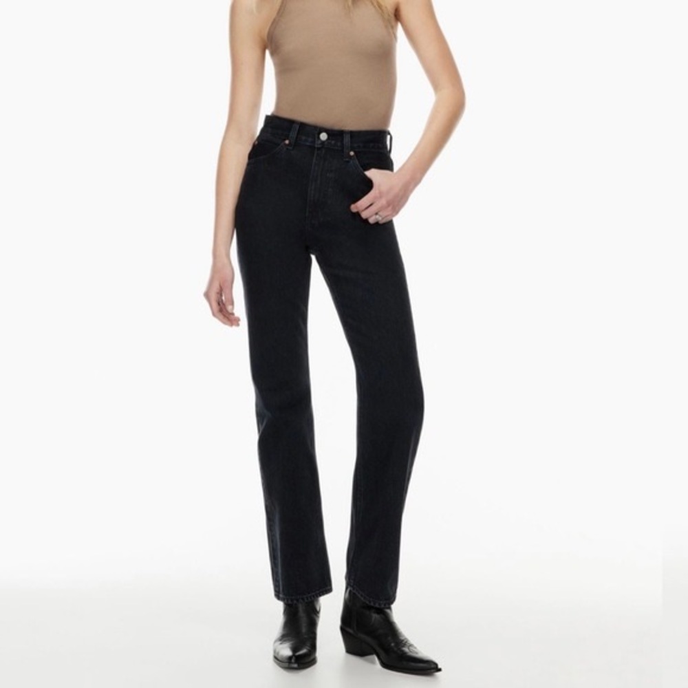 Aritzia Denim Forum 23THE JANE ‘70S SUPER HIGH RISE BOOT 30L Black Size 23